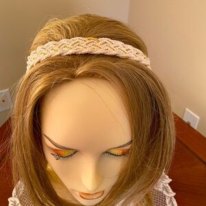 Cream and Gold Braided Headband